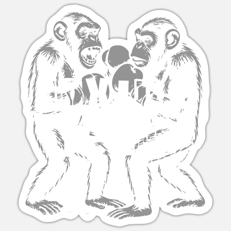 Équipe de boxe des chimpanzés - Sticker taille S (10 x 10 cm) - blanc mat