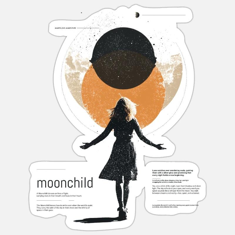 Mondscheinkind im Traumkreis - Sticker Größe S (10 x 10 cm) - Mattweiß