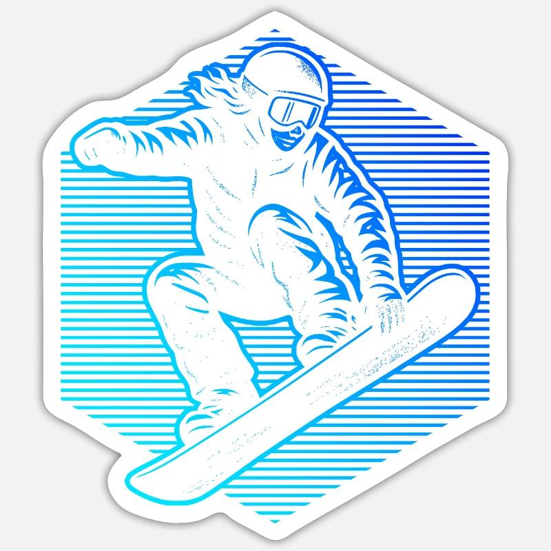 Neon Snowboarder Stripes - Sticker size S (10 x 10 cm) - white matte