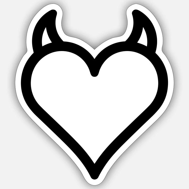 Dämonenherz - Sticker Größe S (10 x 10 cm) - Mattweiß