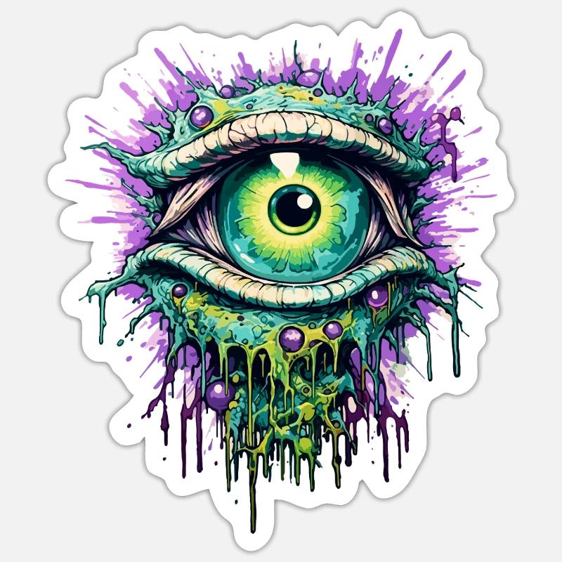 Psychedelic Eye, Voyage coloré LSD Drogues Sticker taille S (10 x 10 cm)
