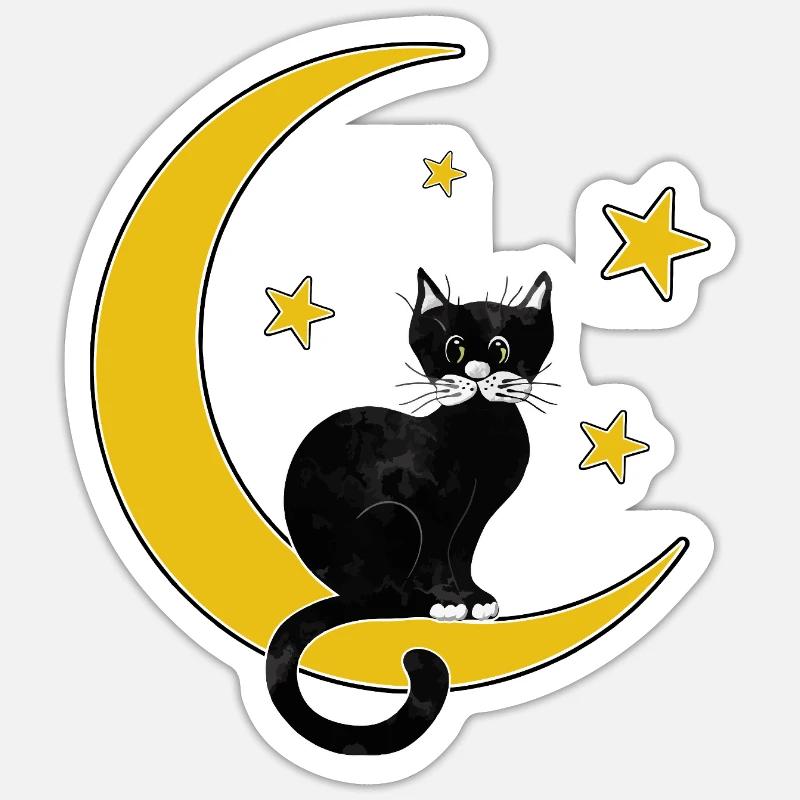 chat - Sticker taille S (10 x 10 cm) - blanc mat