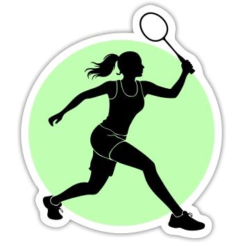 Badminton Player Forehand - Sticker size S (10 x 10 cm) - white matte - Front