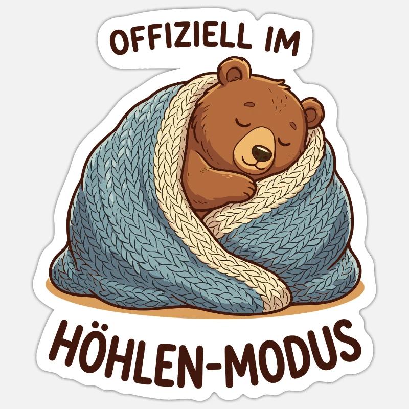 Cuddly bear in cave mode Sticker size S (10 x 10 cm)