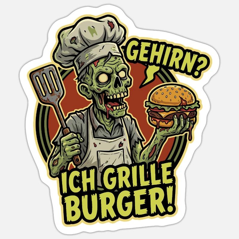 BrainChef Grille Burger Sticker size S (10 x 10 cm)