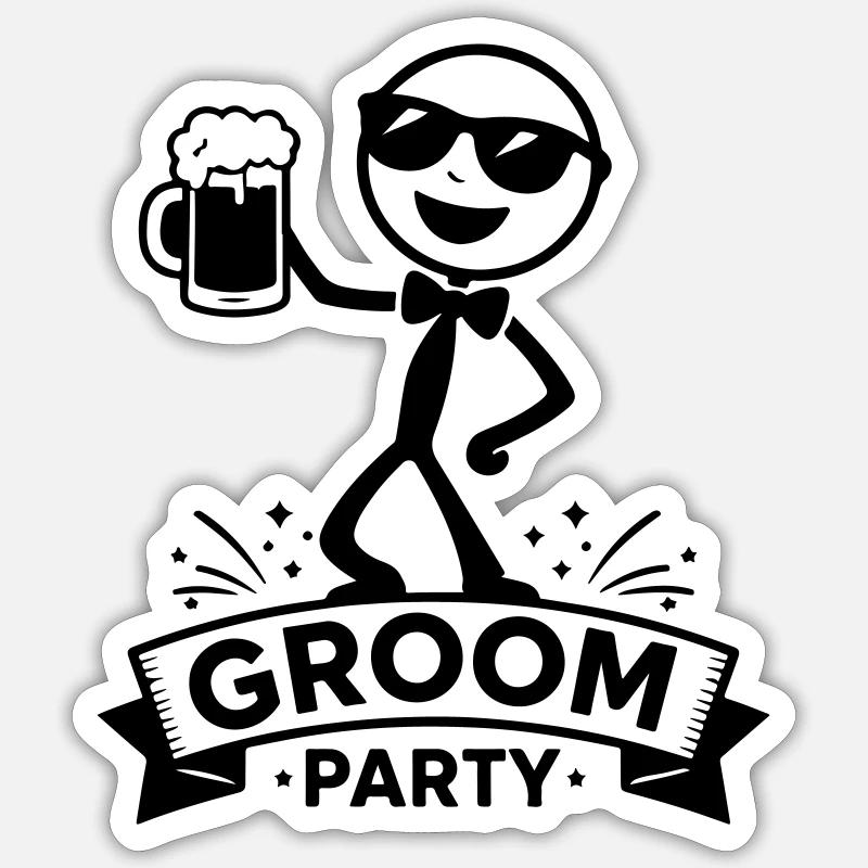 Team Groom Bräutigam - Sticker Größe S (10 x 10 cm) - Mattweiß