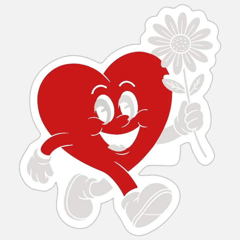 Herzheld mit Daisy - Sticker Größe S (10 x 10 cm) - Mattweiß