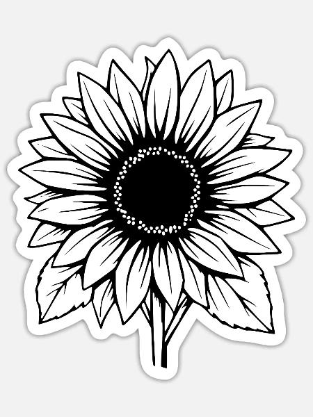 Blume schwarz Blume Blumen Sonnenblume Blüte - Sticker Größe S (10 x 10 cm) - Mattweiß