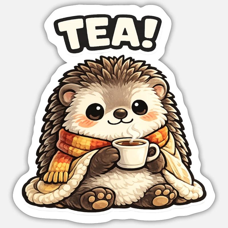 H Hedgehog Tee Time Cozy Sticker Größe S (10 x 10 cm)