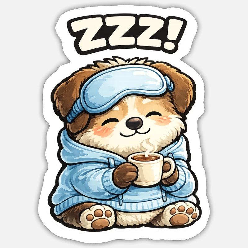Coucheur en pyjama - Sticker taille S (10 x 10 cm) - blanc mat