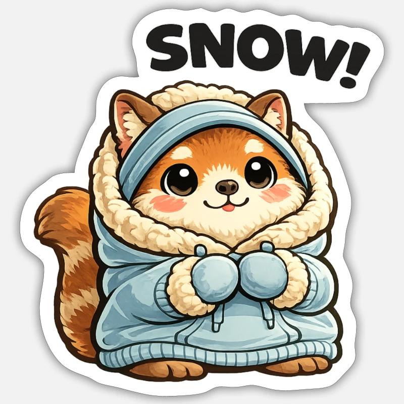 Fuchs im Winterpullover - Sticker Größe S (10 x 10 cm) - Mattweiß