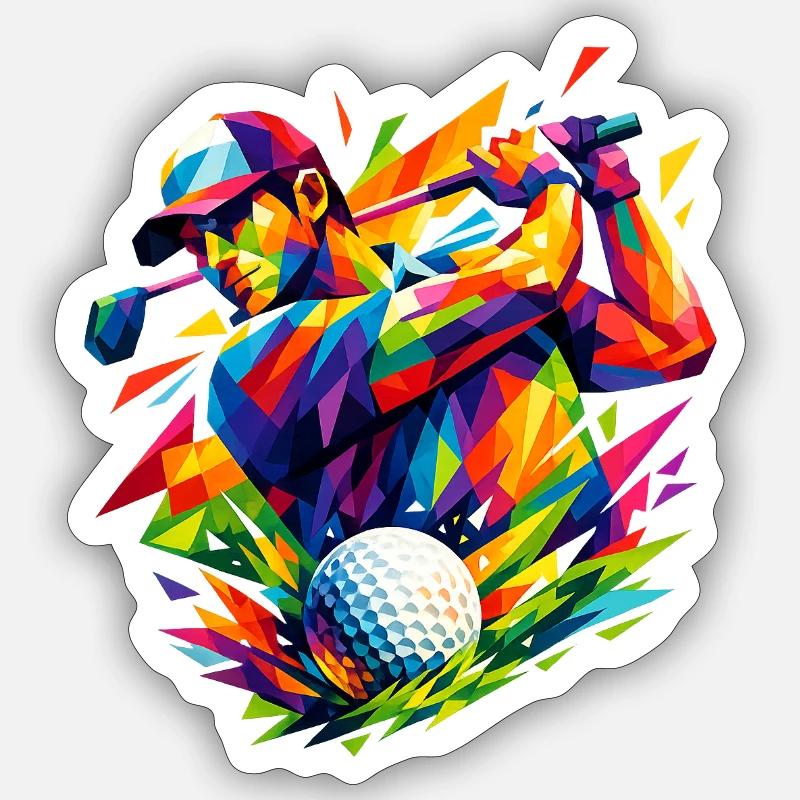 Explosion de couleurs dans les coups de golf Sticker taille S (10 x 10 cm)