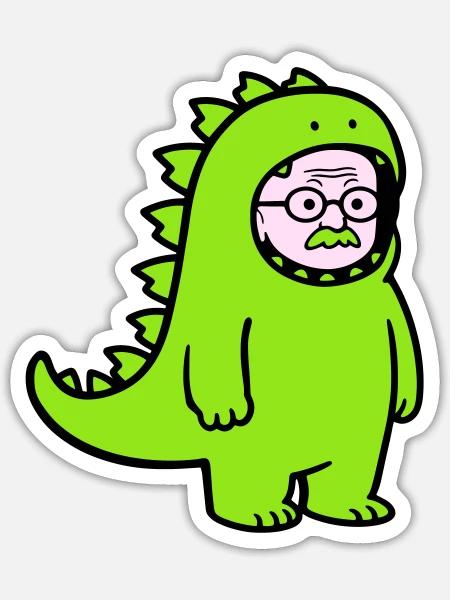 Karnevals Muffel Opa im Drachenkostüm - Sticker Größe S (10 x 10 cm) - Mattweiß