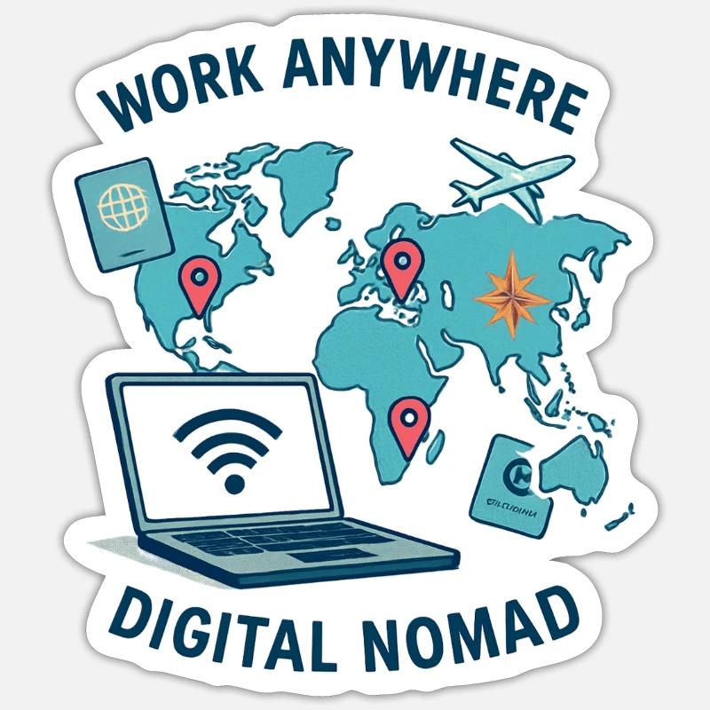 Telearbeit – Telearbeit – Voll-Fernarbeit Sticker Größe S (10 x 10 cm)