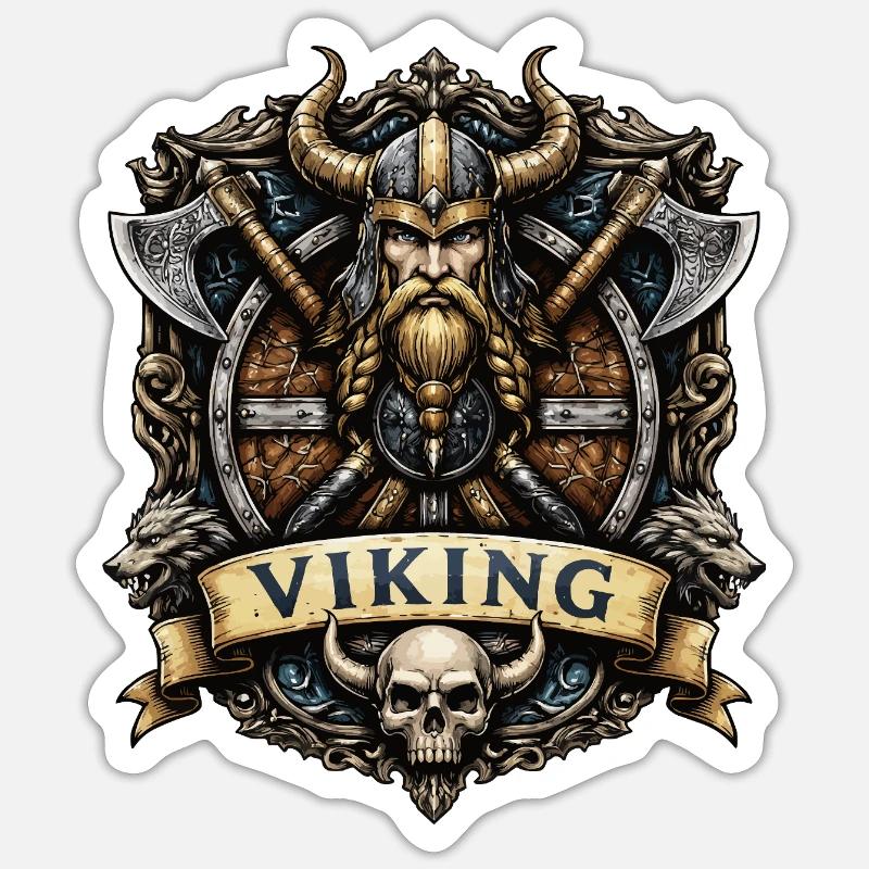 Viking Warrior Emblem - Sticker size S (10 x 10 cm) - white matte