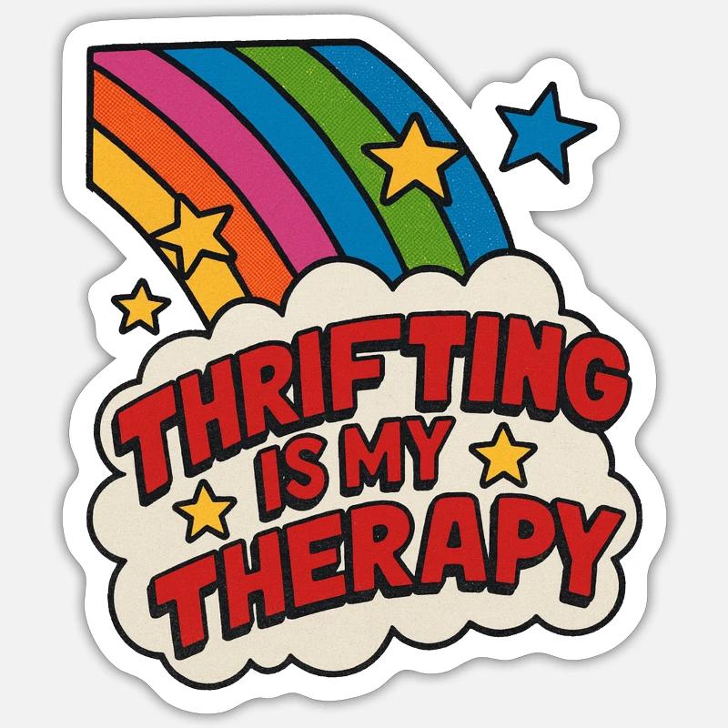 Secondhand-Therapie-Regenbogenaufkleber - Sticker Größe S (10 x 10 cm) - Mattweiß