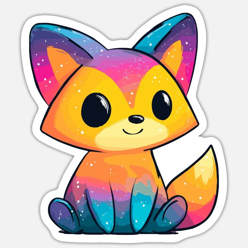 Regenbogenfuchs Cartoon Sticker Größe S (10 x 10 cm)