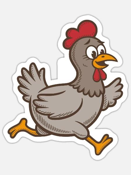 Huhn rennt Henne Hahn laufen Gockel rennen Hühner  - Sticker Größe S (10 x 10 cm) - Mattweiß