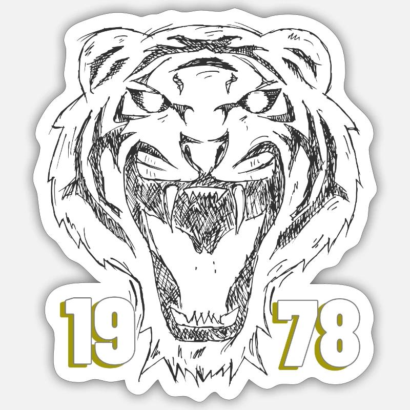 Roaring Tiger 1978 Retro - Sticker Größe S (10 x 10 cm) - Mattweiß