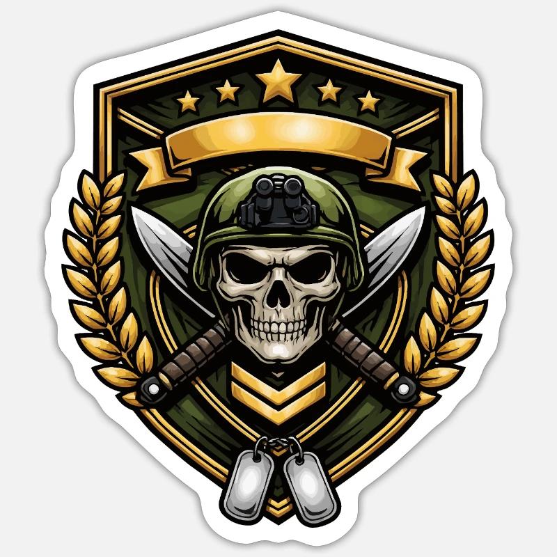 Schädelkrieger Schildabzeichen - Sticker Größe S (10 x 10 cm) - Mattweiß