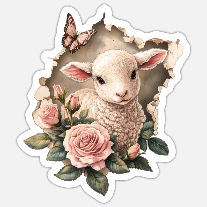 Süßes Lamm Sticker Größe S (10 x 10 cm)
