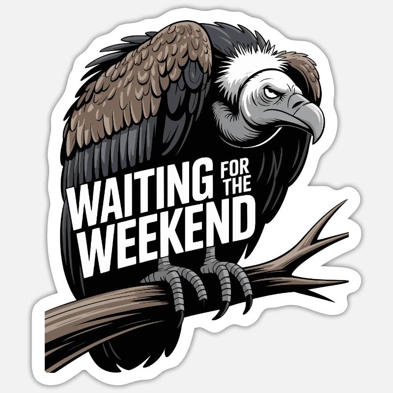 En attendant le week-end - Sticker taille S (10 x 10 cm) - blanc mat