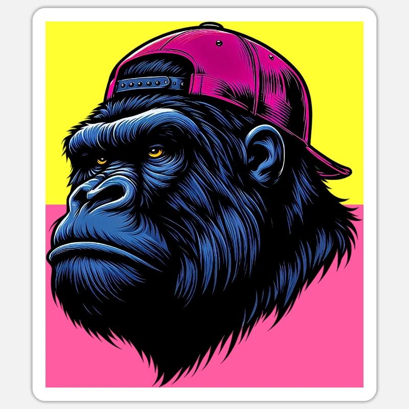 Gorilla - Sticker Größe S (10 x 10 cm) - Mattweiß
