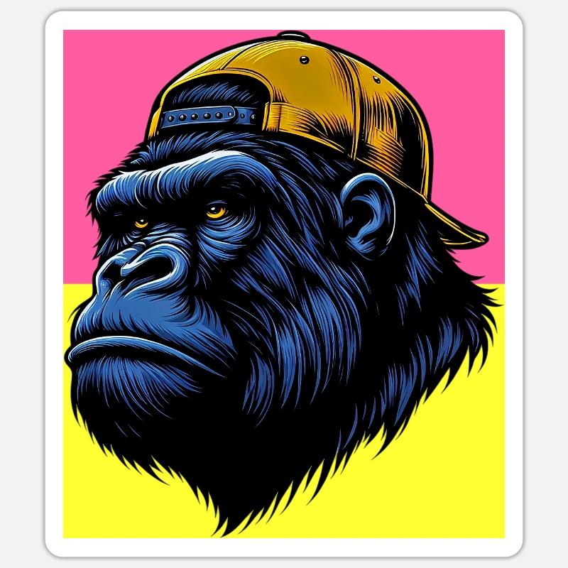 Gorilla - Sticker Größe S (10 x 10 cm) - Mattweiß