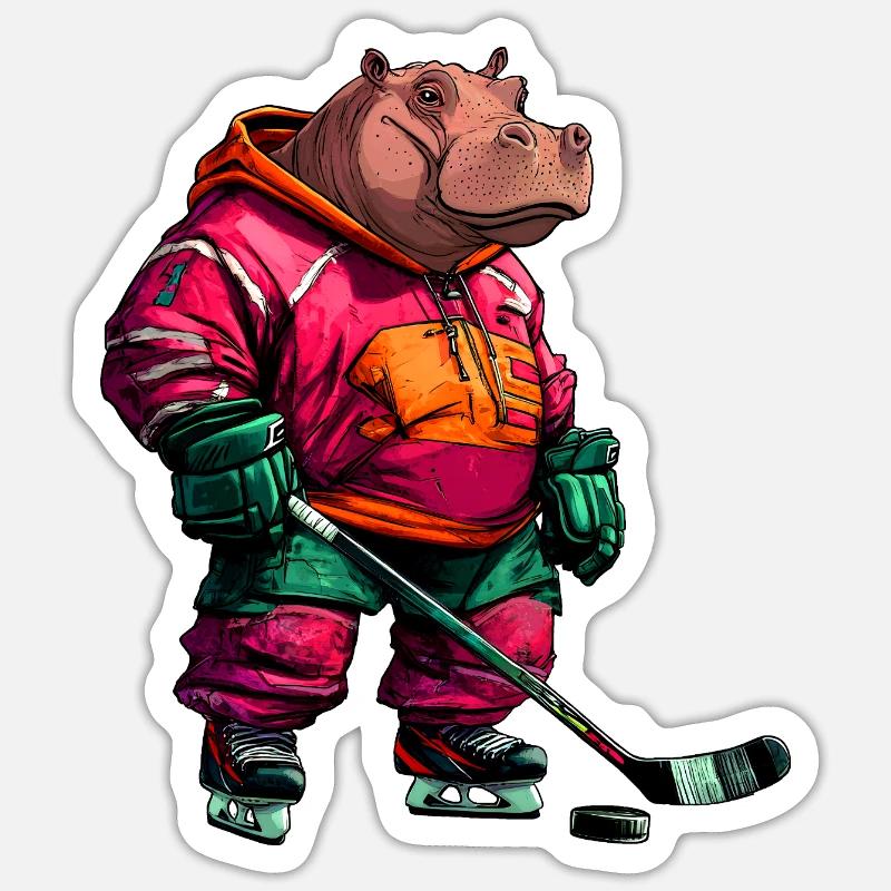 Nilpferde Eishockey - Sticker size S (10 x 10 cm) - white matte