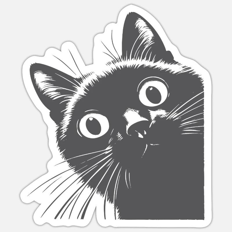 Black cat - Sticker size S (10 x 10 cm) - white matte