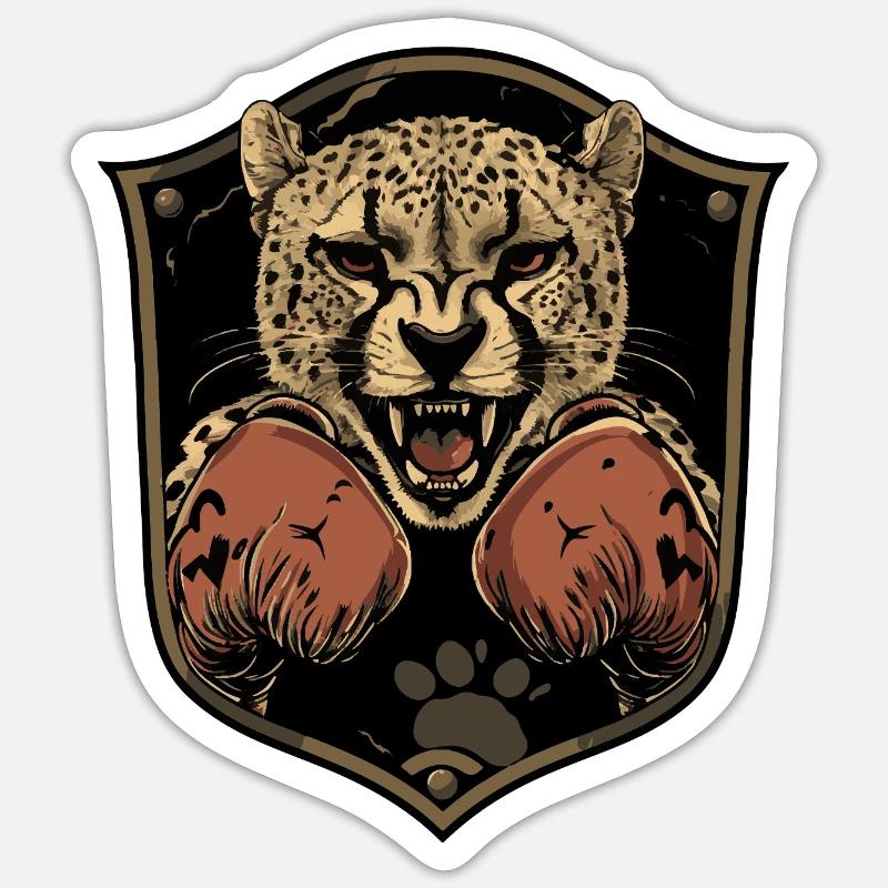 Boxeur Guépard MMA - Sticker taille S (10 x 10 cm) - blanc mat