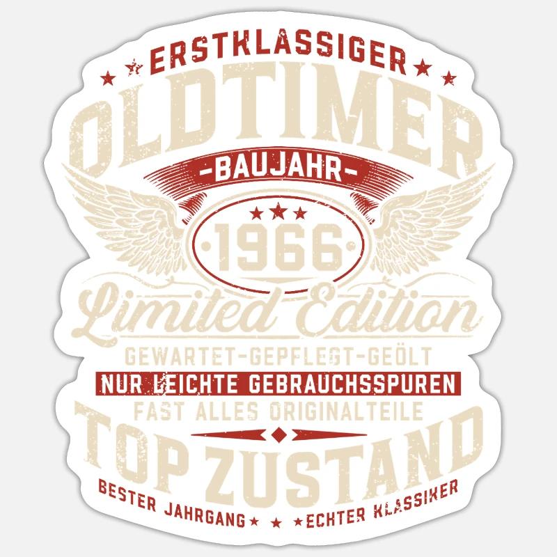  1966 Oldtimer 60. Geburtstag Geschenk Retro - Sticker Größe S (10 x 10 cm) - Mattweiß