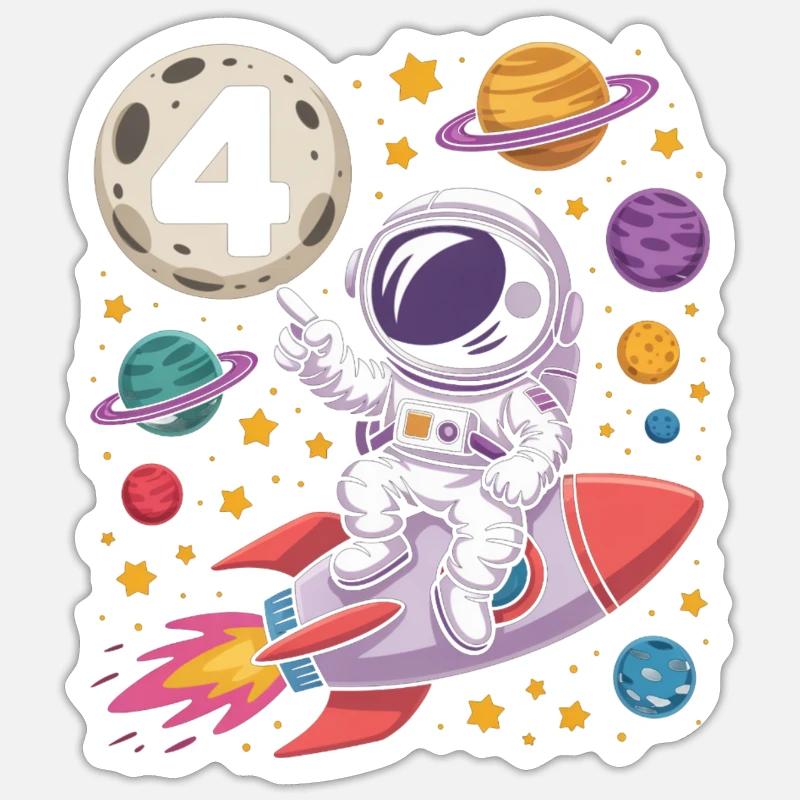 Astronaut on Space Rocket Four Sticker size S (10 x 10 cm)