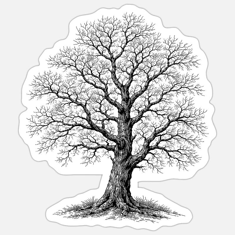 chêne - Sticker taille S (10 x 10 cm) - blanc mat