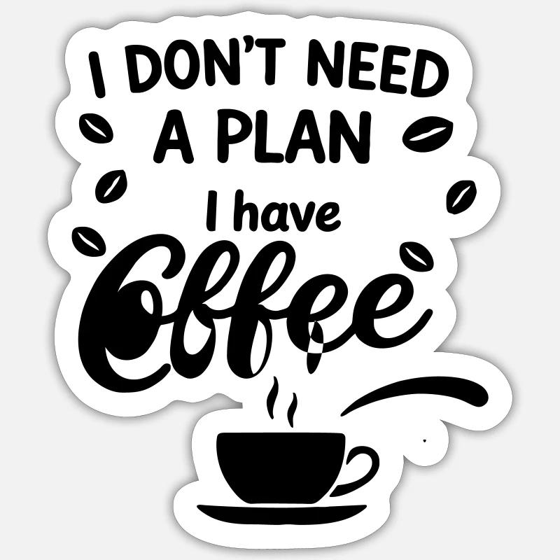 Café - Sticker taille S (10 x 10 cm) - blanc mat