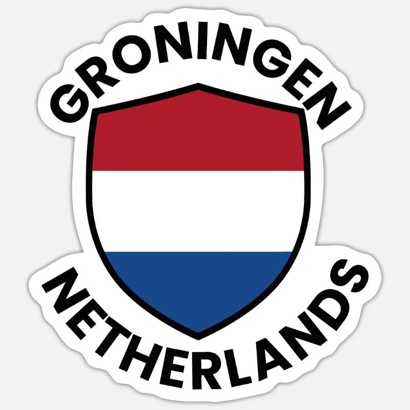 Drapeau du Bouclier de Groningue - Sticker taille S (10 x 10 cm) - blanc mat