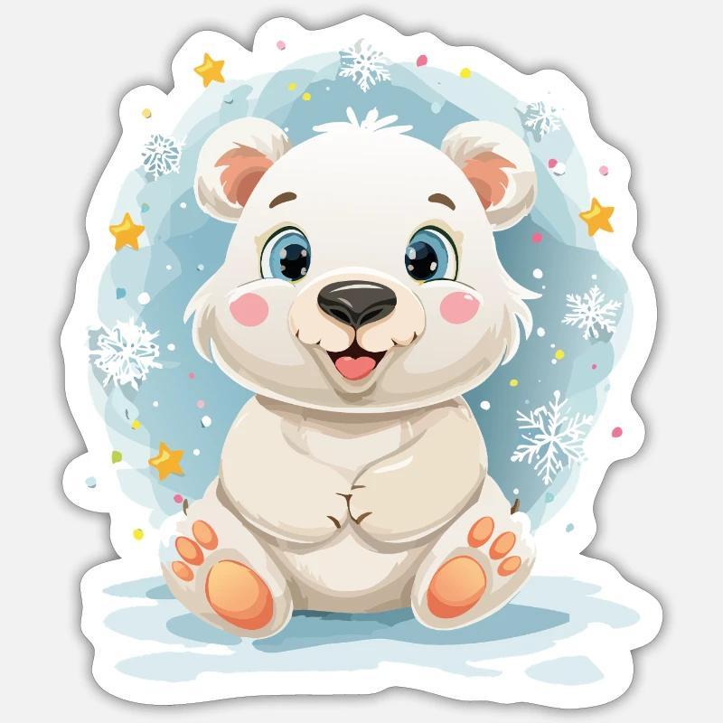 Polar bears in winter magic - Sticker size S (10 x 10 cm) - white matte
