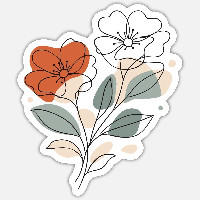 Abstract Floral Pattern Illustration - Sticker size S (10 x 10 cm) - white matte