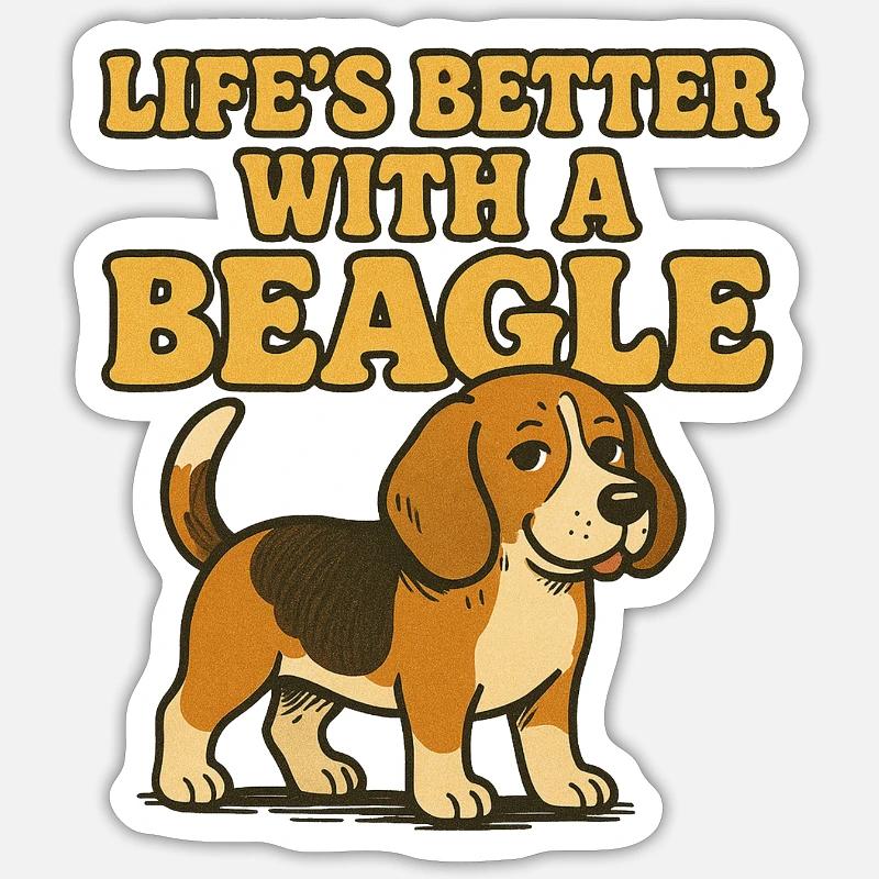 Beagle-Leben besser mit einem Beagle Sticker Größe S (10 x 10 cm)