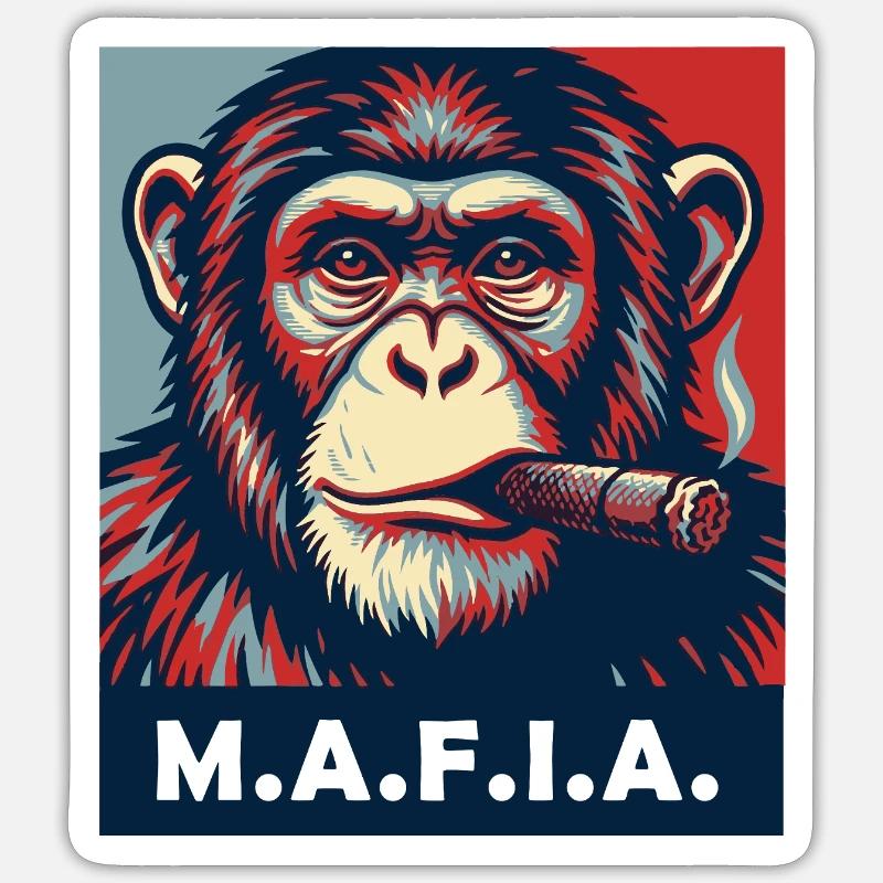 Pop Art Chimp with Cigar - Sticker size S (10 x 10 cm) - white matte