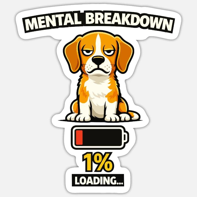 Effondrement mental du Beagle Loading - Sticker taille S (10 x 10 cm) - blanc mat
