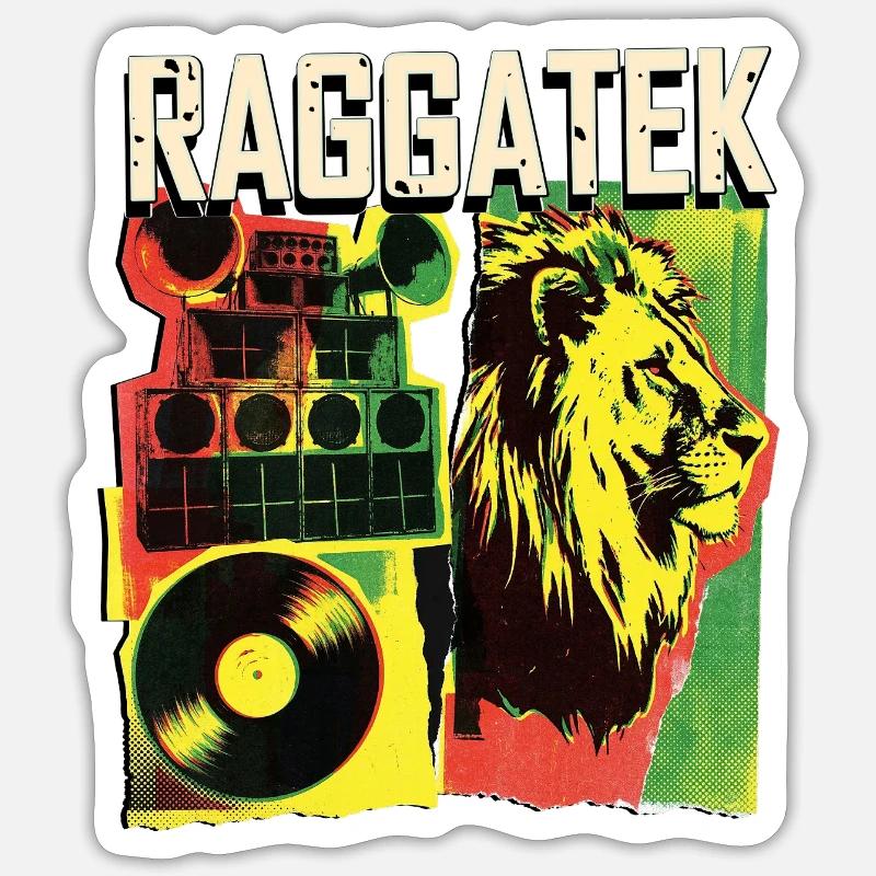 Raggatek Dub Reggae - Sticker Größe S (10 x 10 cm) - Mattweiß