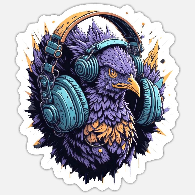 DJ mit Kopfhörer - Sticker Größe S (10 x 10 cm) - Mattweiß