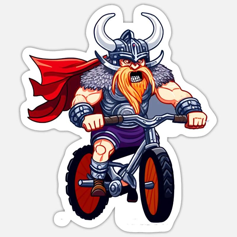 Viking on Motorcycle - Sticker size S (10 x 10 cm) - white matte