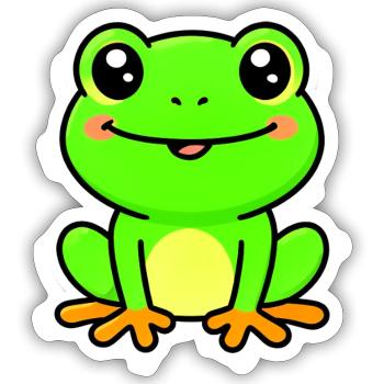 Charme de grenouille citron vert brillante - Sticker taille S (10 x 10 cm) - blanc mat - Devant