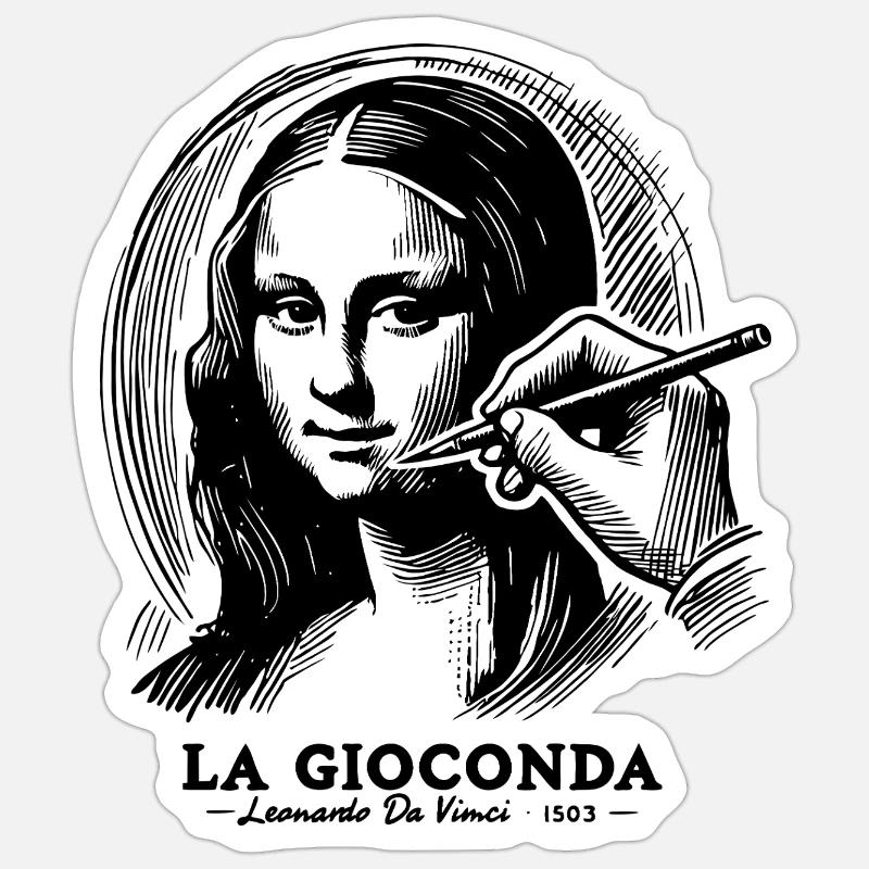 Gioconda - Sticker Größe S (10 x 10 cm) - Mattweiß