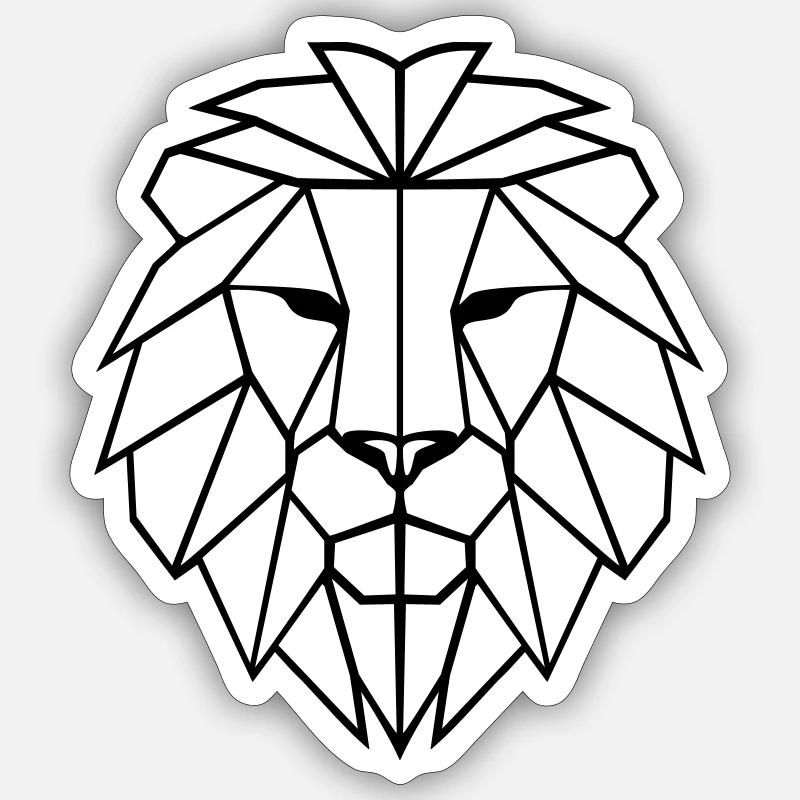 Löwe Polygon - Sticker Größe S (10 x 10 cm) - Mattweiß