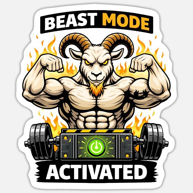 Focus Mode Activated Goat - Sticker size S (10 x 10 cm) - white matte