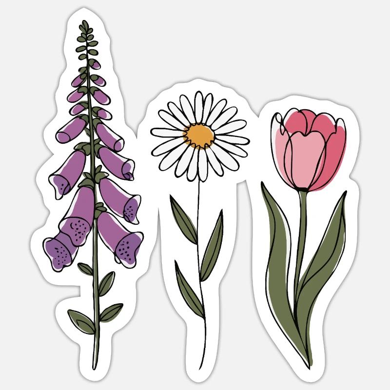 Digitale Daisy Tulip III - Sticker taille S (10 x 10 cm) - blanc mat