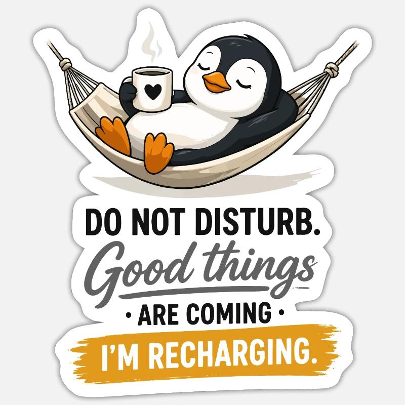 Penguin Recharging Hammock Sticker size S (10 x 10 cm)